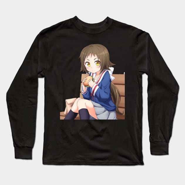 Mashiro eating a Borg Long Sleeve T-Shirt by KokoroPopShop